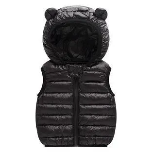 Baby & Toddler Boys Elegent Solid Colored Warm Thick Sleeveless Restful Hooded Neck Zipper Closure Padded Vest - TBJC32897