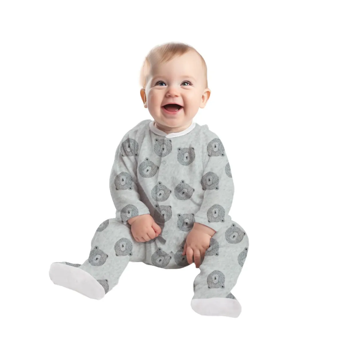 Baby Set | 100% Cotton |  6-Pieces | Hat | Bib | Jacket | Sleepsuit | Bodysuit | Leggings | Age Newborn – 6 Months | Colour Grey Bear | Broggs®