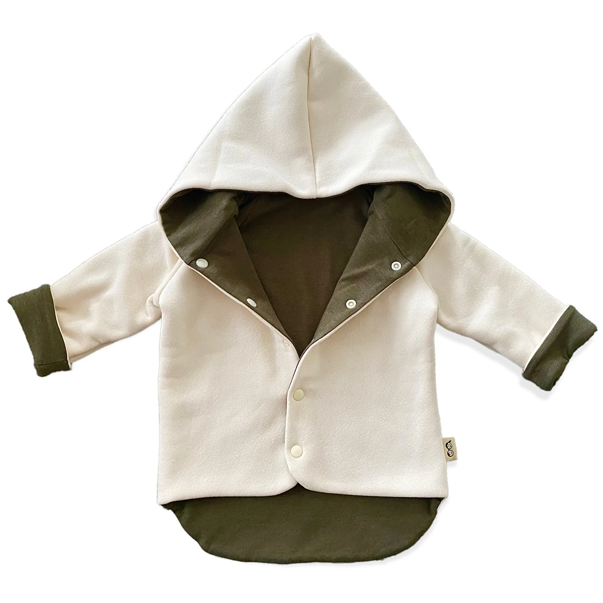 Barely Beige and Heather Olive Hooded Jacket