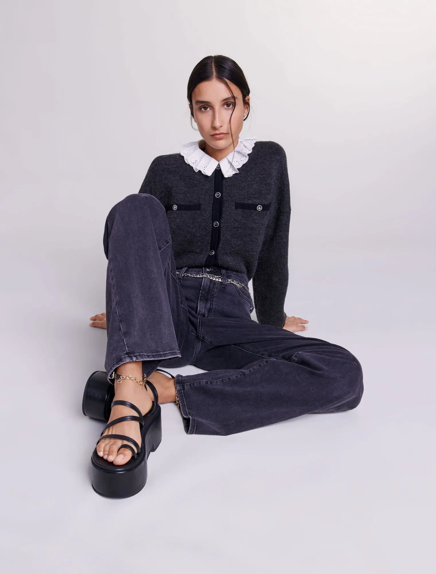 Black belted baggy jeans