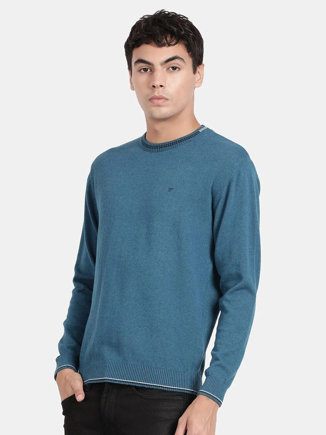 Crew Neck Seaport Melange Full Sleeve Pullover