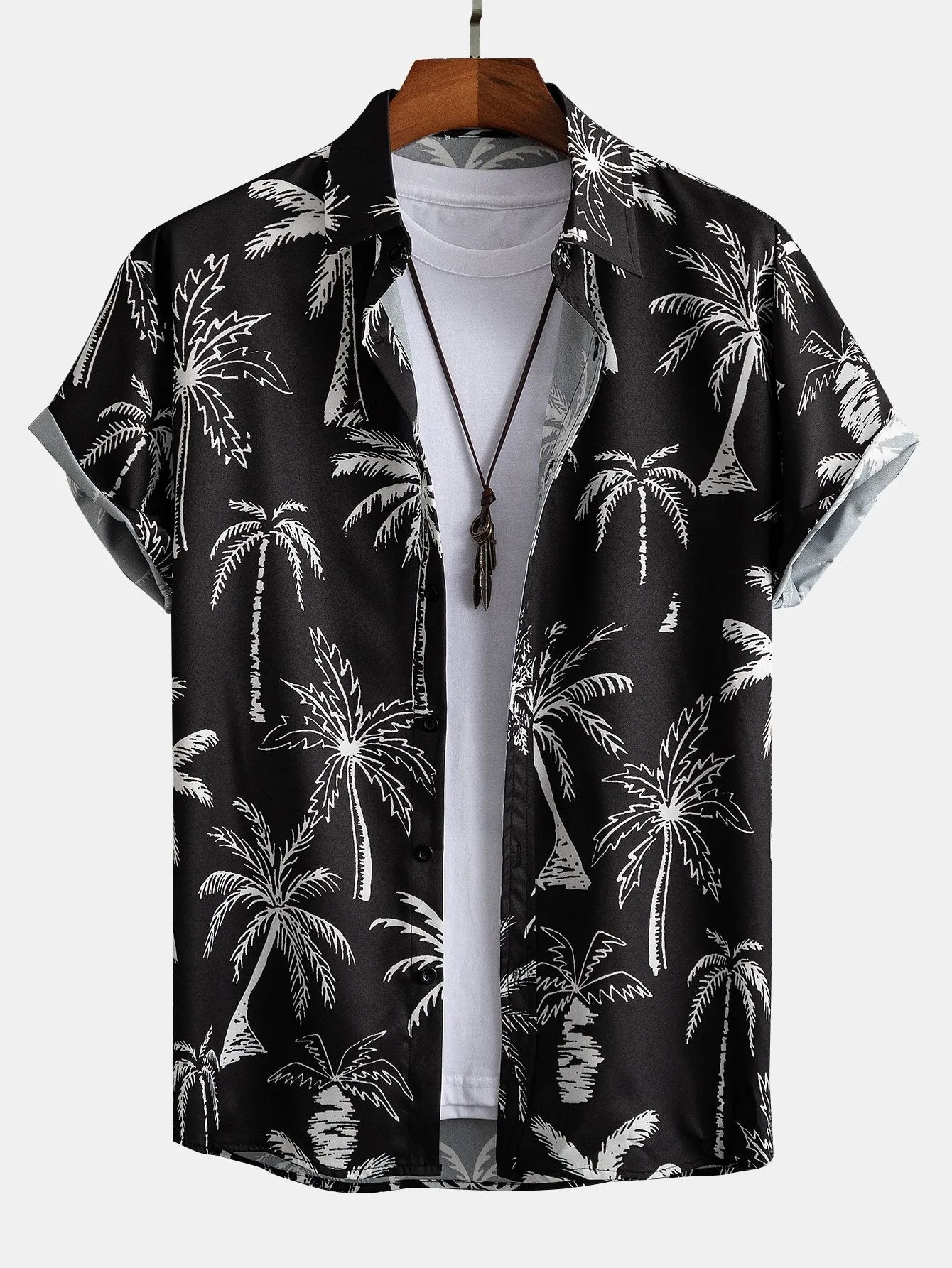 David Palm Tree Print Set – Button-Up Shirt & Swim Shorts