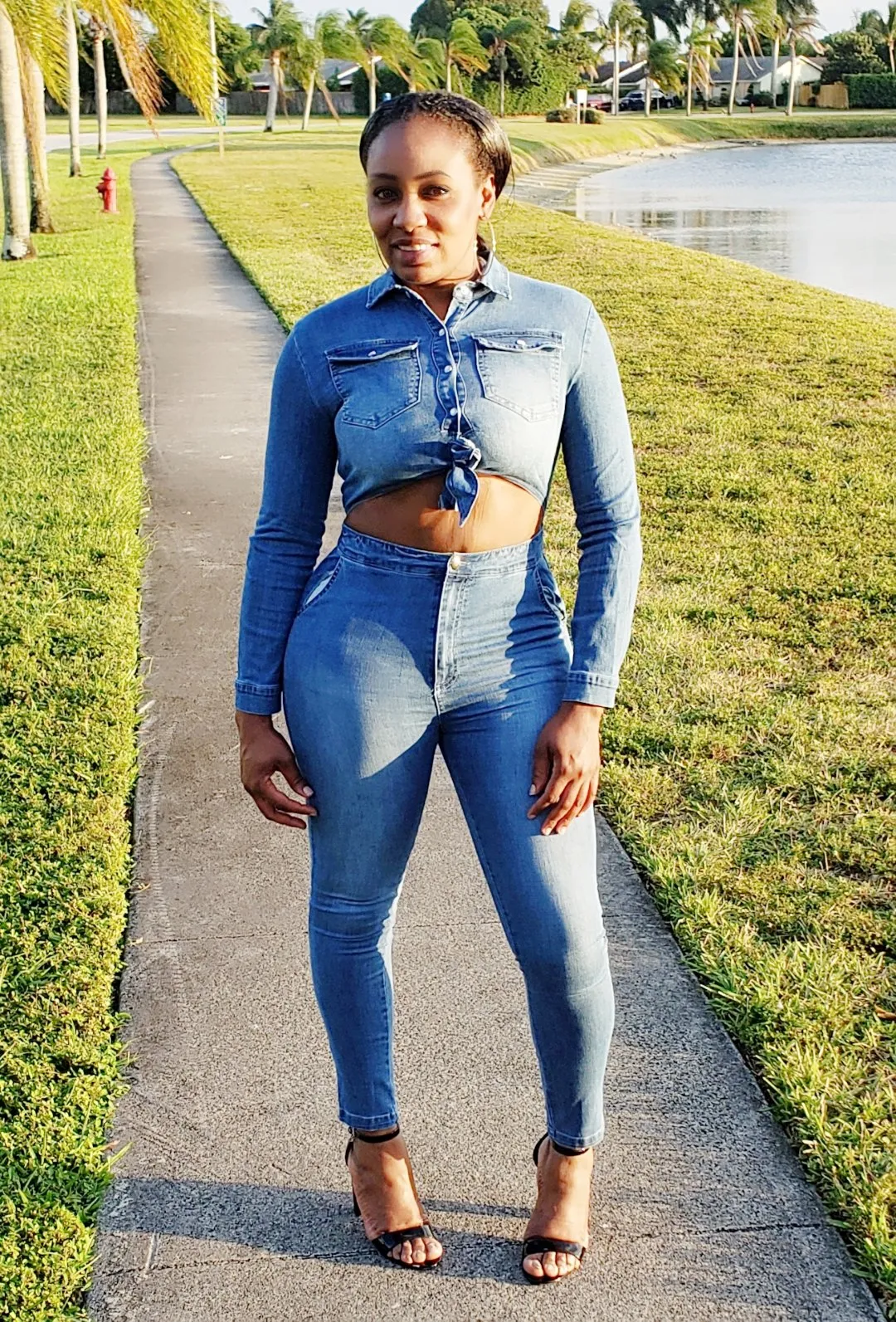Denim Tie Jumpsuit