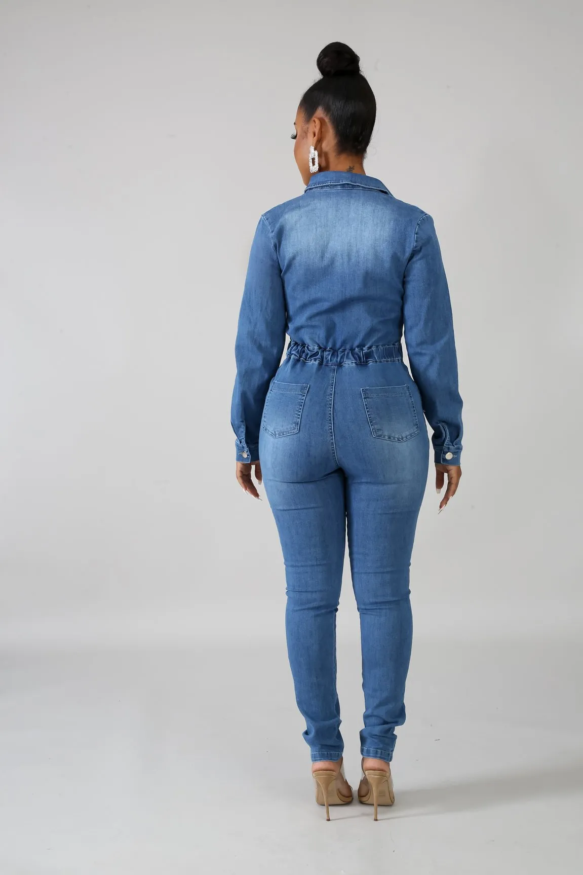 Denim Tie Jumpsuit