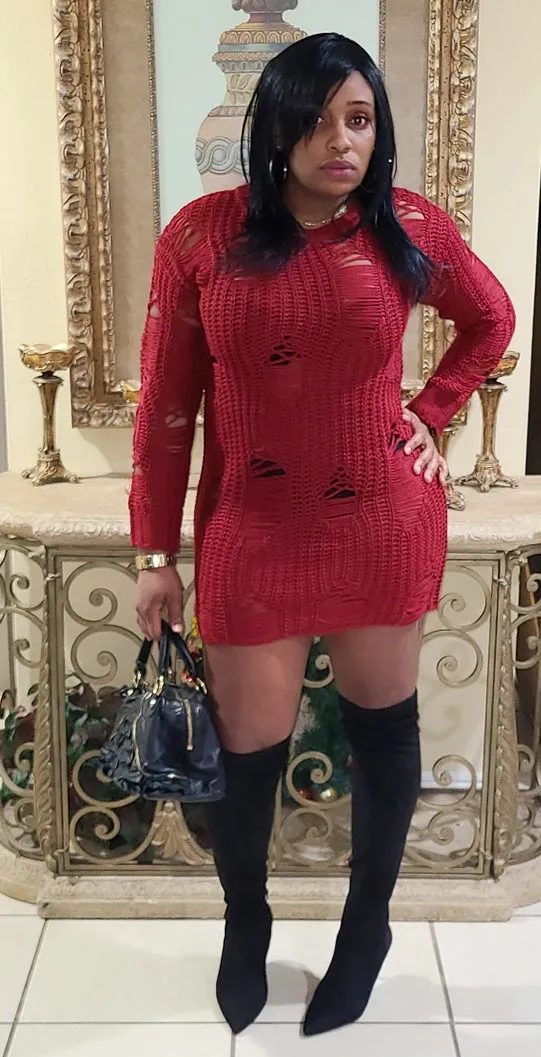 Desire Distressed Sweater Dress