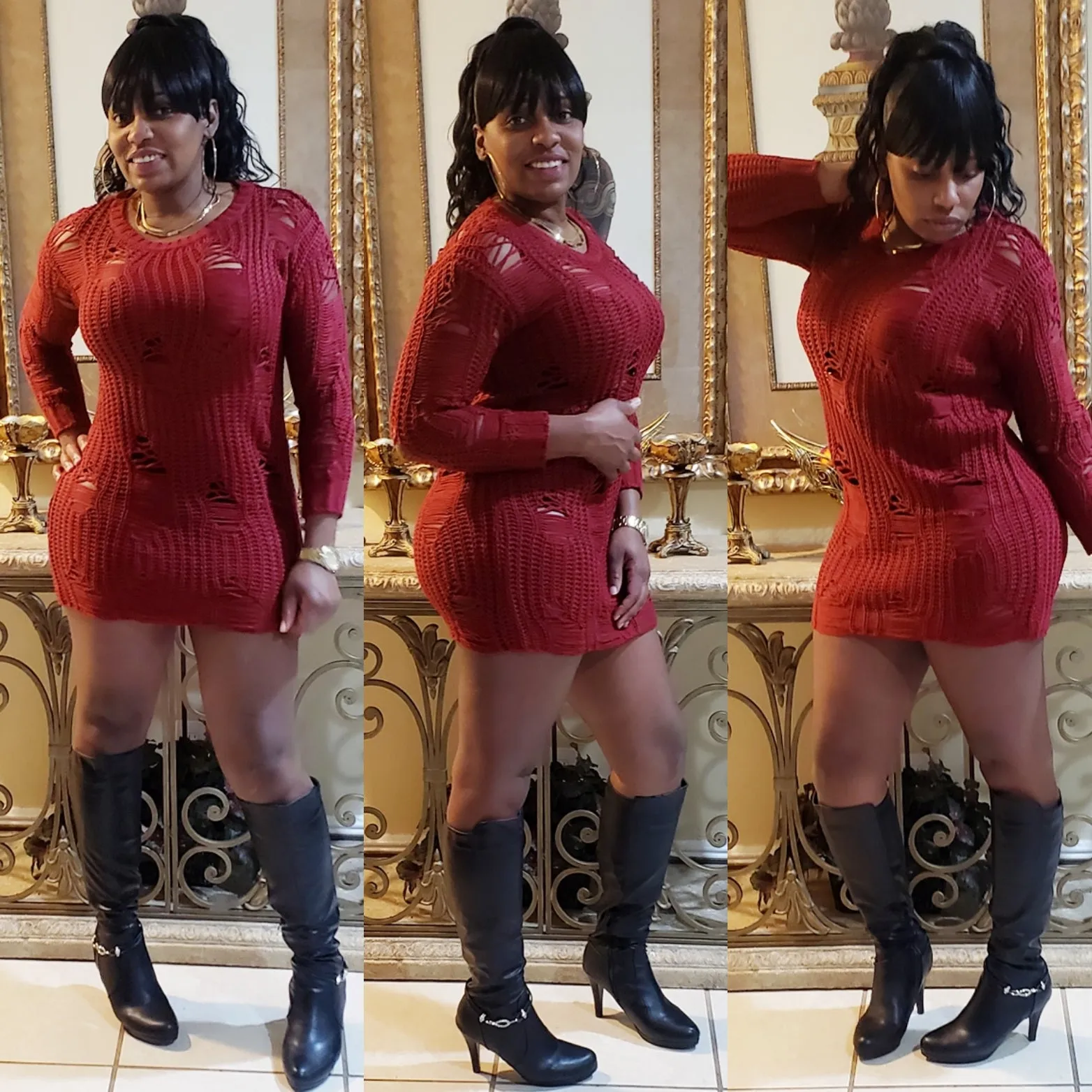 Desire Distressed Sweater Dress