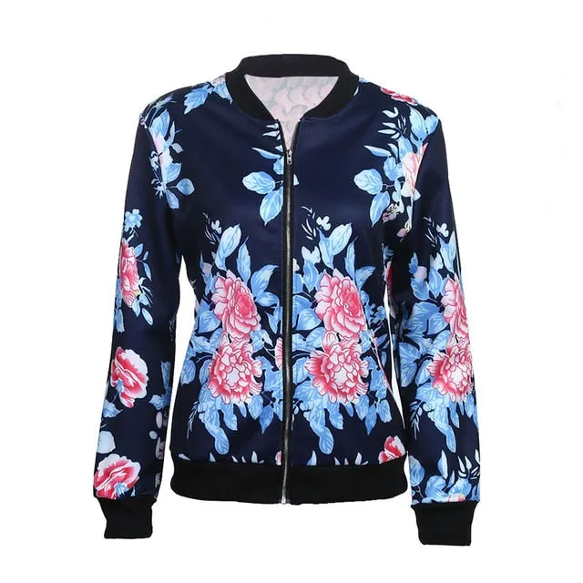 Floral Spring Jacket Women Retro Flower Floral Print