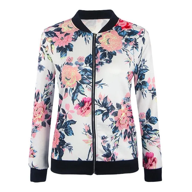 Floral Spring Jacket Women Retro Flower Floral Print