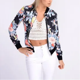 Floral Spring Jacket Women Retro Flower Floral Print