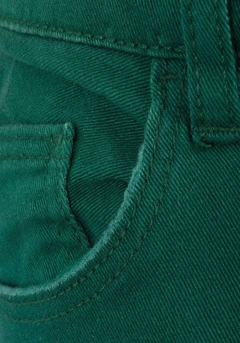 Girls Bottle Green Stretchy Skinny Jeans