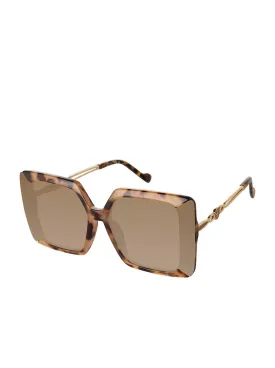 Glamorous Square Metal Temple Sunglasses in Tortoise