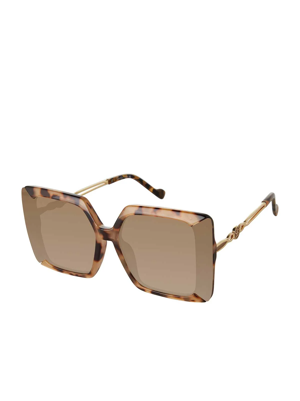 Glamorous Square Metal Temple Sunglasses in Tortoise