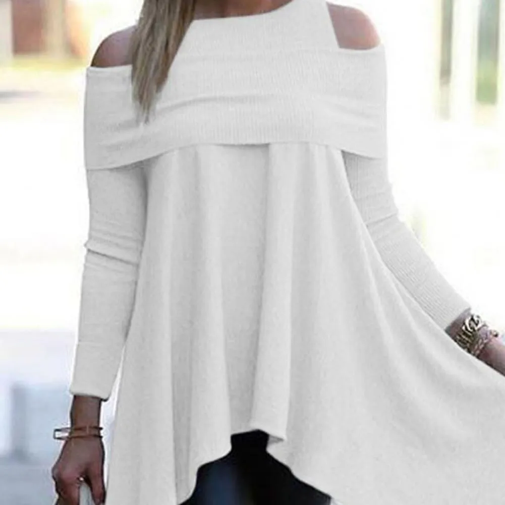 Irregular O Neck Long Sleeve Top