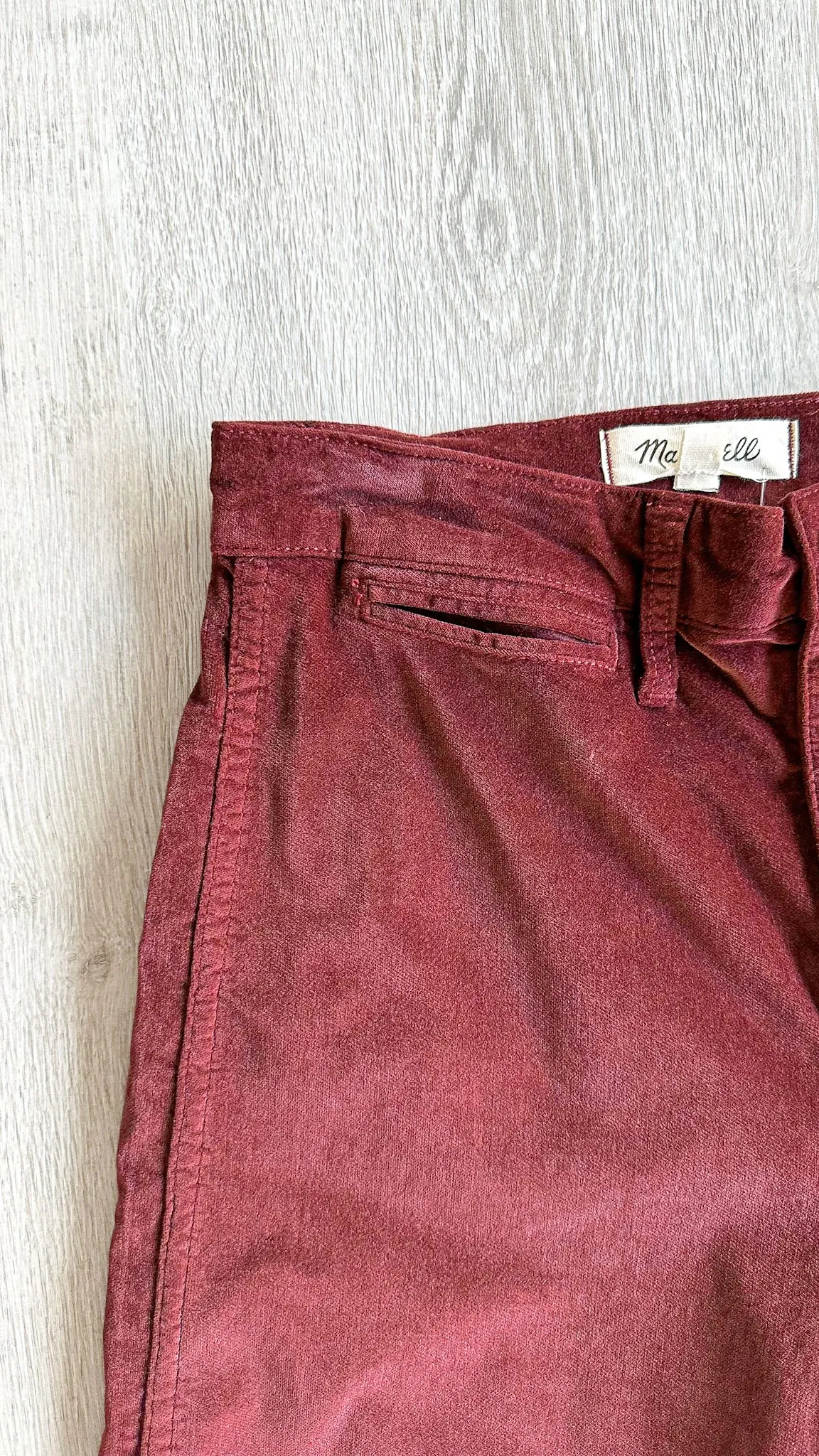 Madewell Velvet Emmett Wide Leg Crop Pants Red Velveteen Pants Trousers