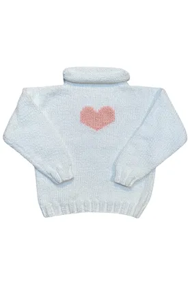 Pink Heart Motif Sweater - White