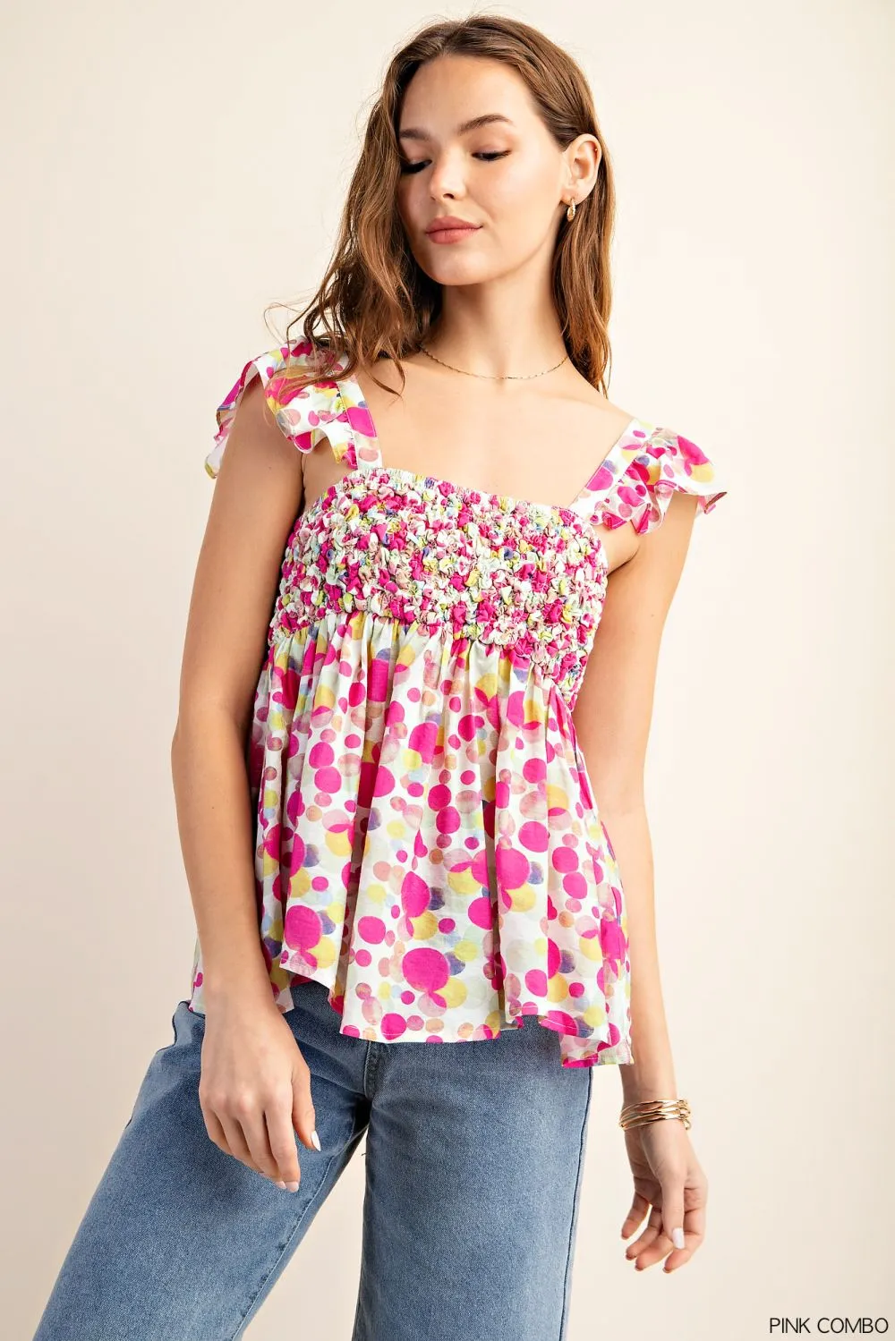 Pink Watercolor Dot Tops
