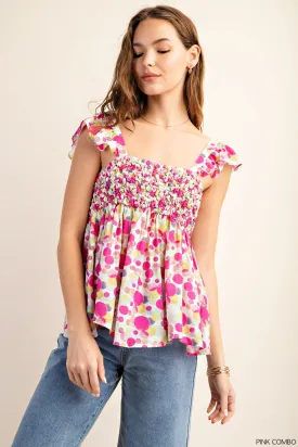 Pink Watercolor Dot Tops