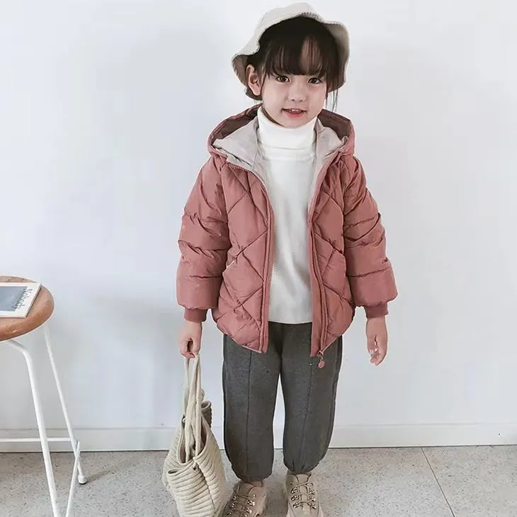 Solid Color Padded Plush Winter Jacket