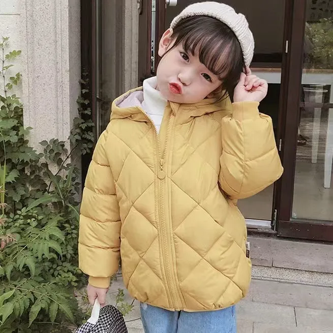 Solid Color Padded Plush Winter Jacket