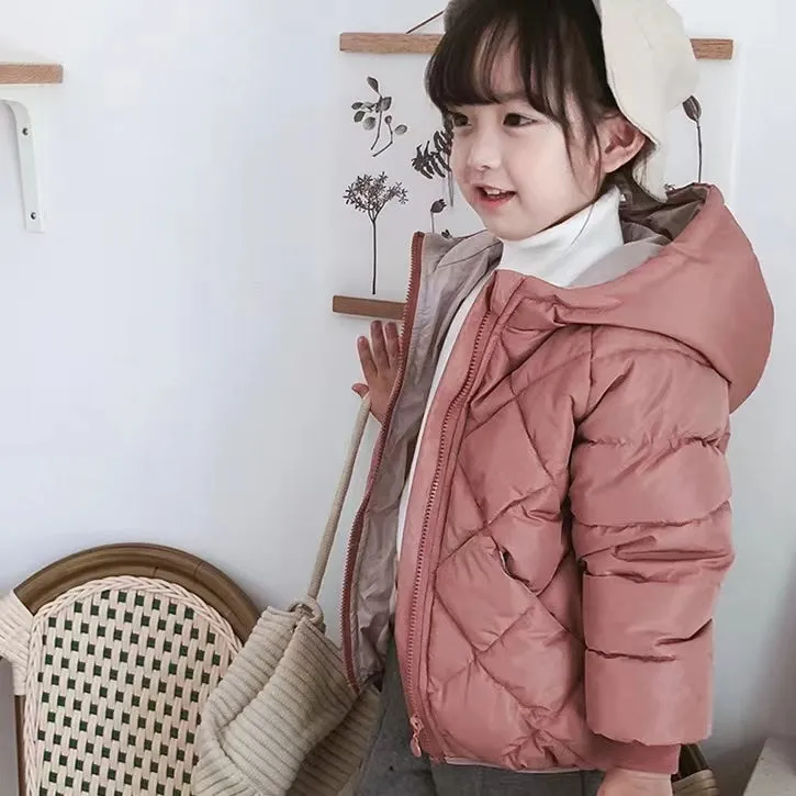 Solid Color Padded Plush Winter Jacket