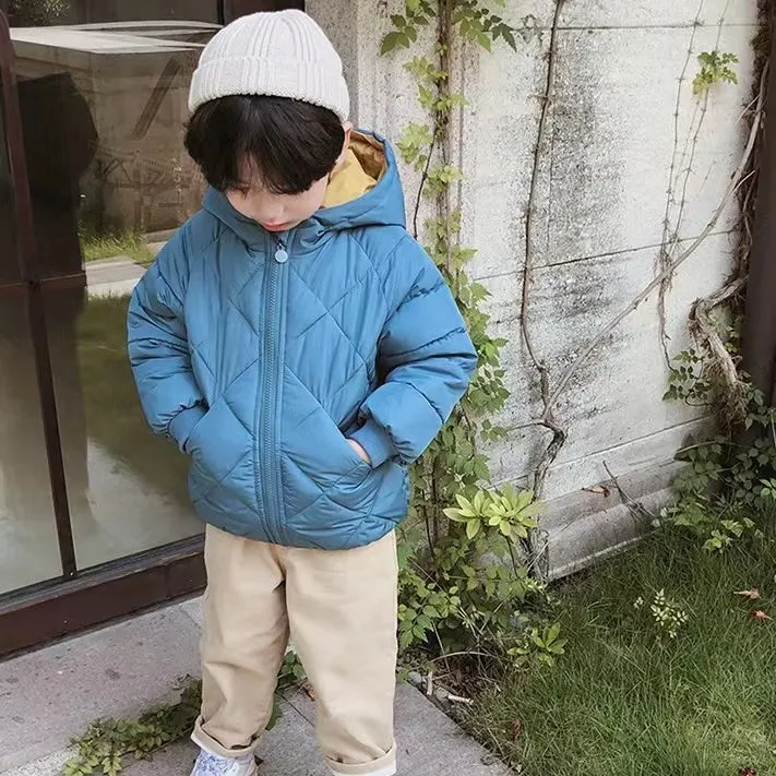 Solid Color Padded Plush Winter Jacket