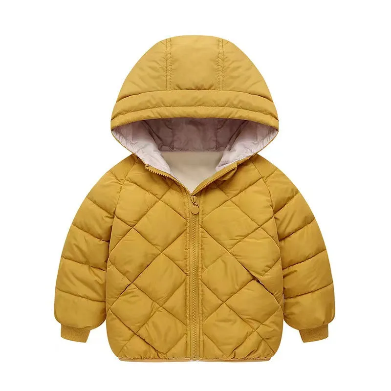 Solid Color Padded Plush Winter Jacket