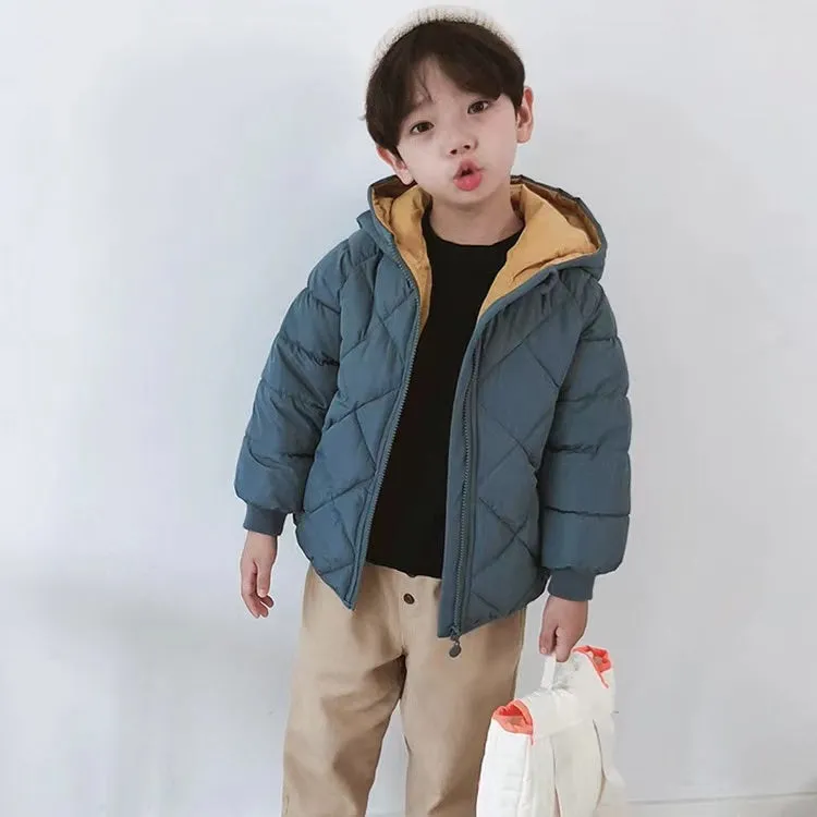Solid Color Padded Plush Winter Jacket
