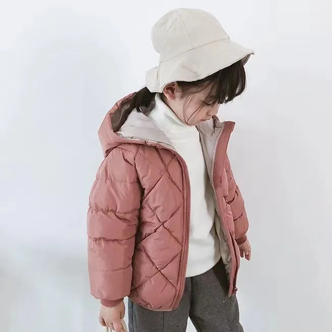Solid Color Padded Plush Winter Jacket