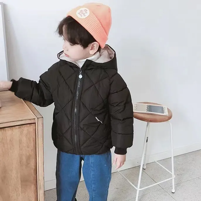 Solid Color Padded Plush Winter Jacket