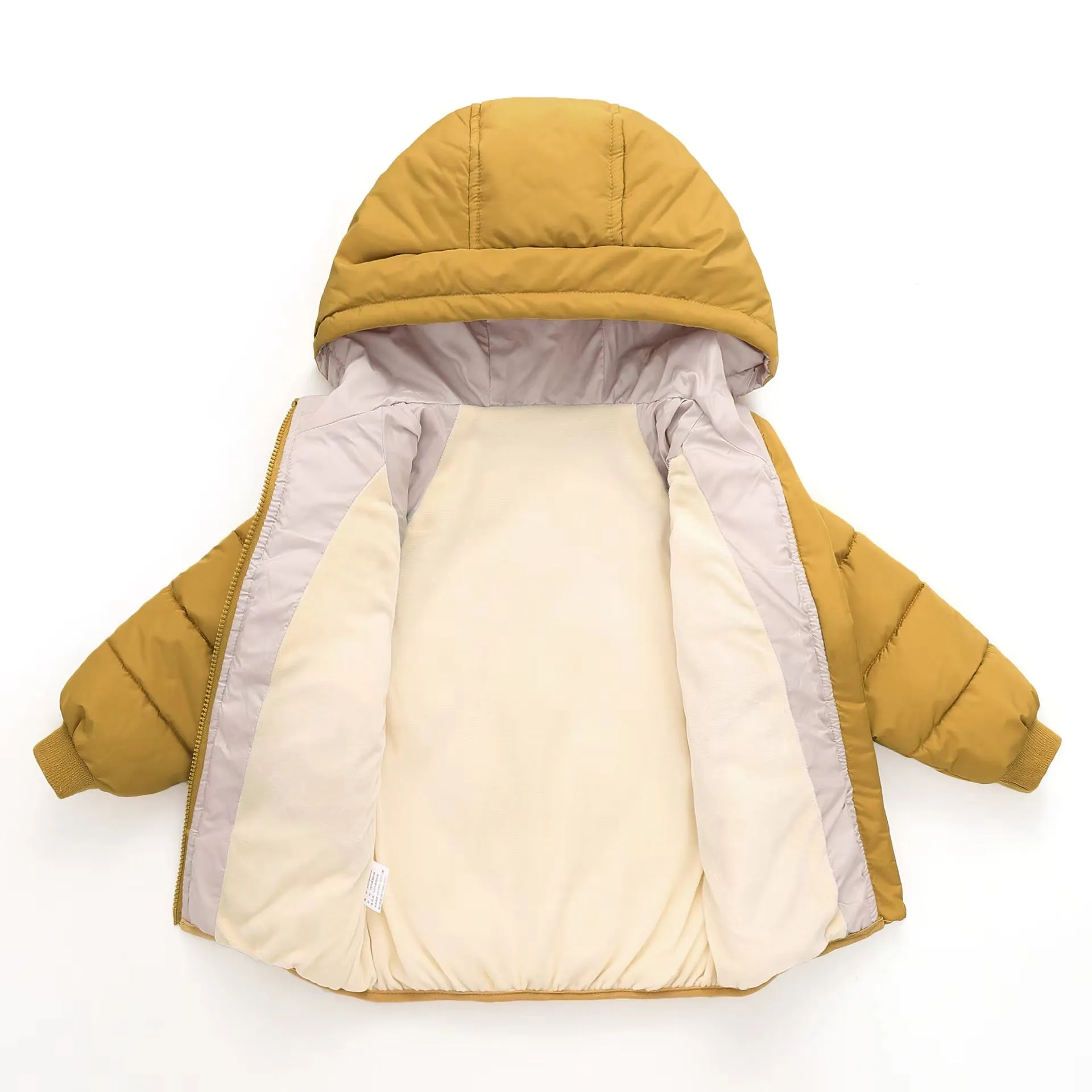 Solid Color Padded Plush Winter Jacket