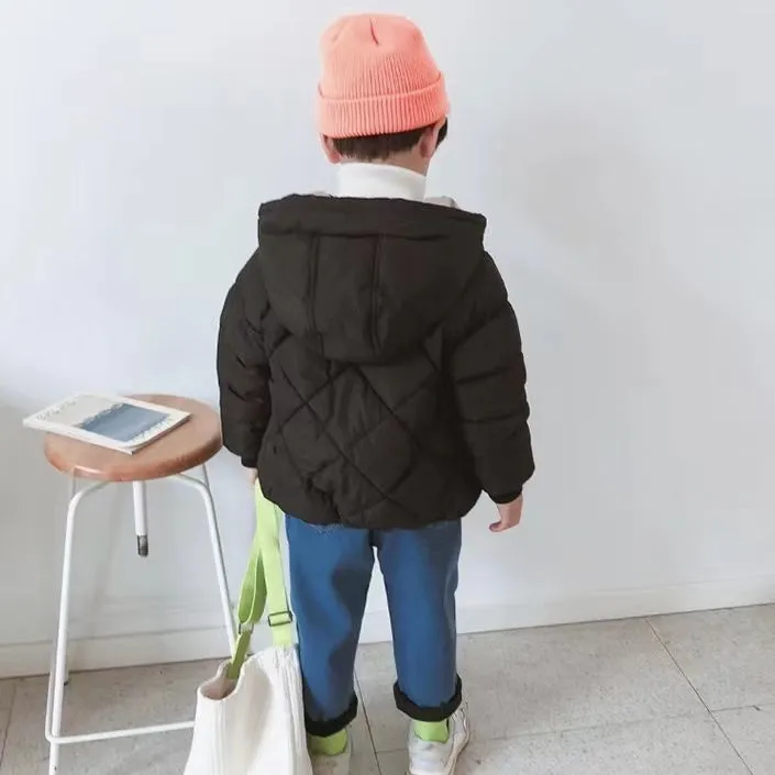 Solid Color Padded Plush Winter Jacket