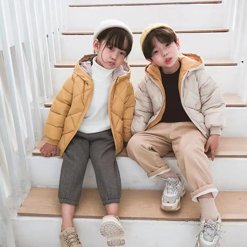 Solid Color Padded Plush Winter Jacket