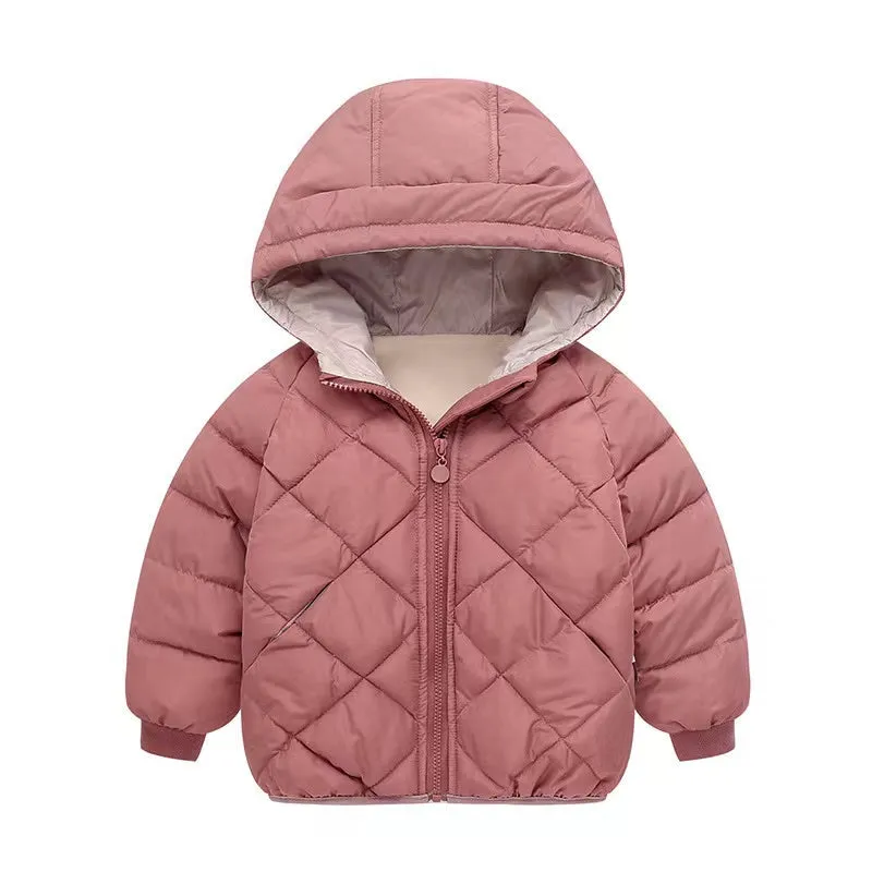 Solid Color Padded Plush Winter Jacket