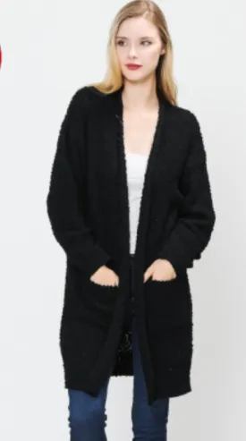 Solid Open Popcorn Cardigan Sweater by L love