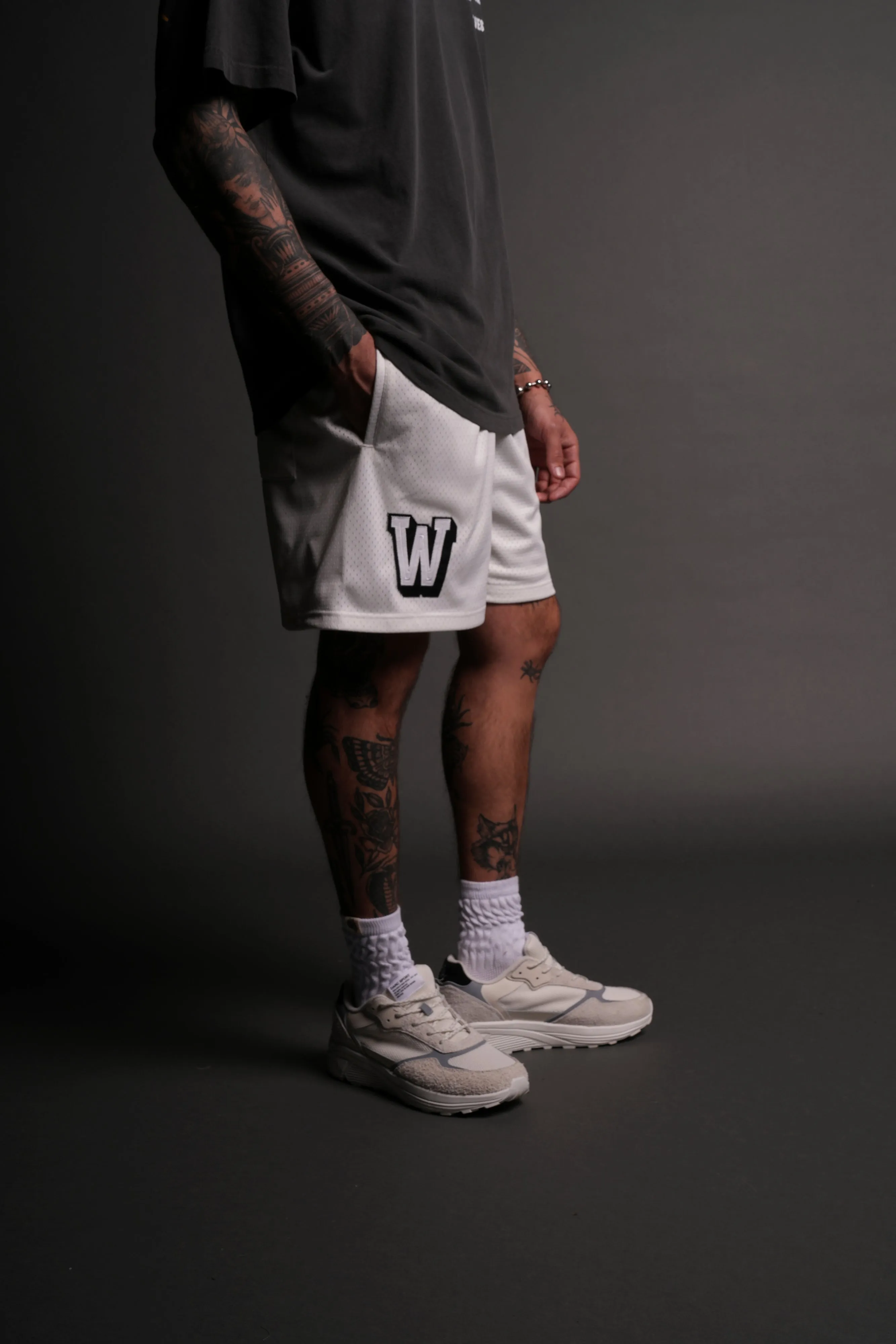 Vaughn Mesh Shorts in Cream